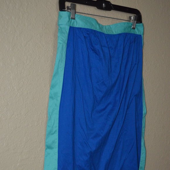 NWOT Sz M/L ERES Blue Turquiose Mid Length Pull On Skirt - Picture 2 of 6